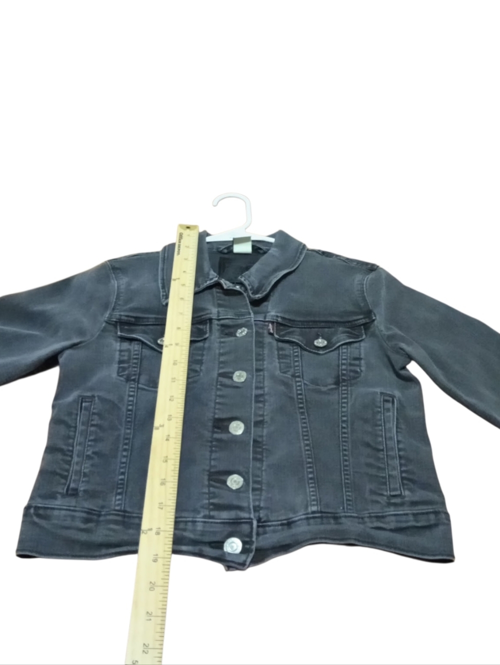 Womens Levi Strauss Small Gray Cropped Denim Jacket Jean Jacket Streetwear USA
